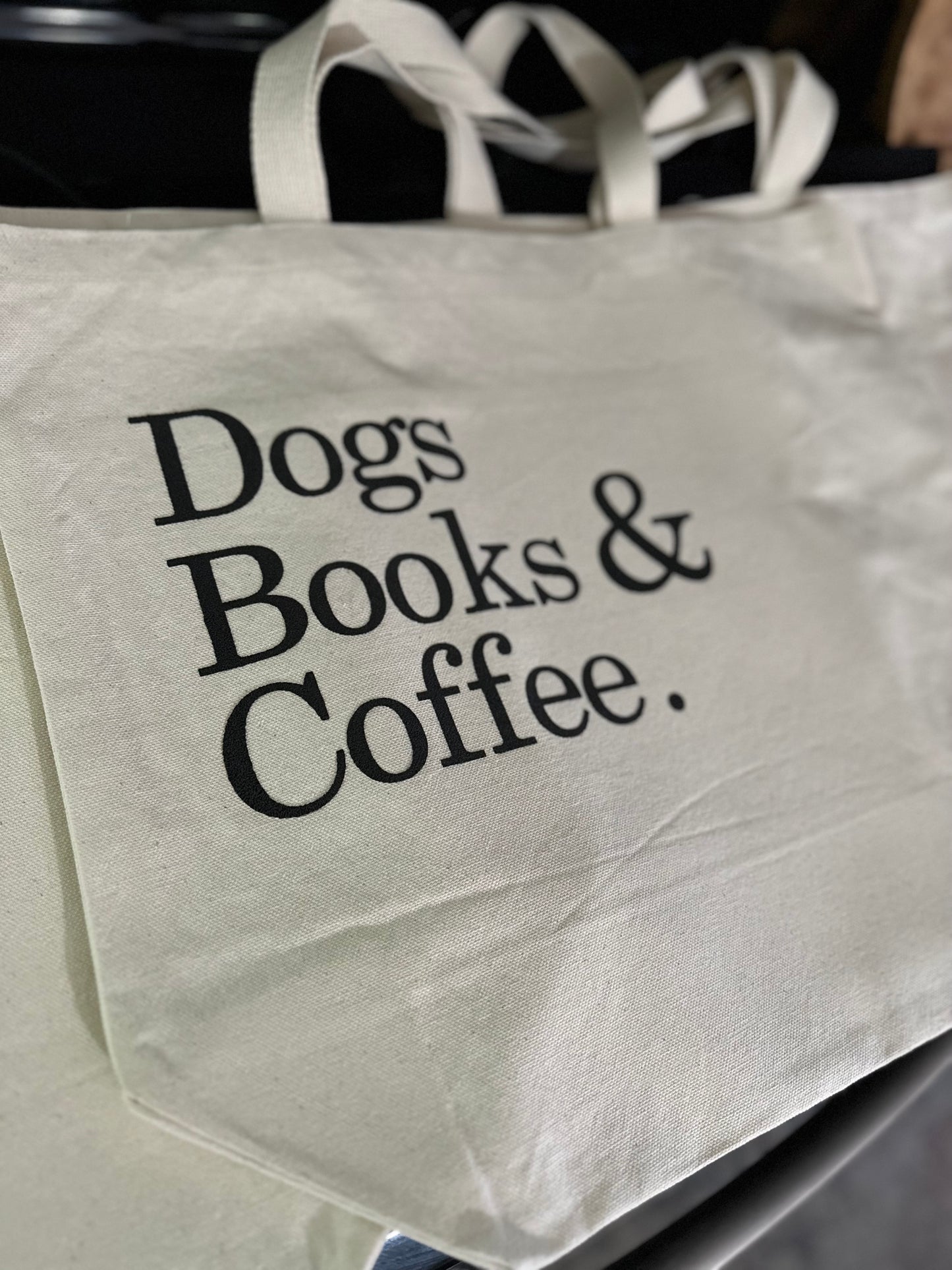 Dogs Books & Coffee Tote Bag