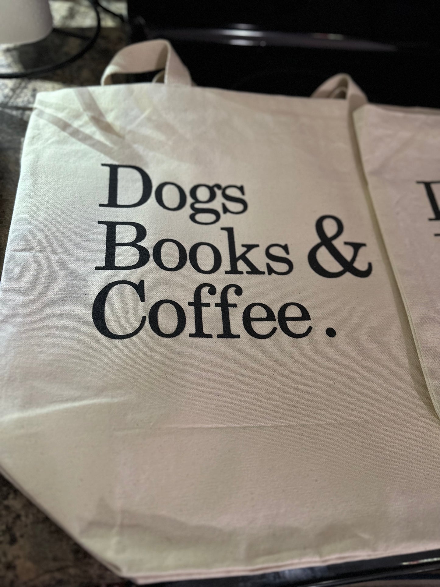 Dogs Books & Coffee Tote Bag