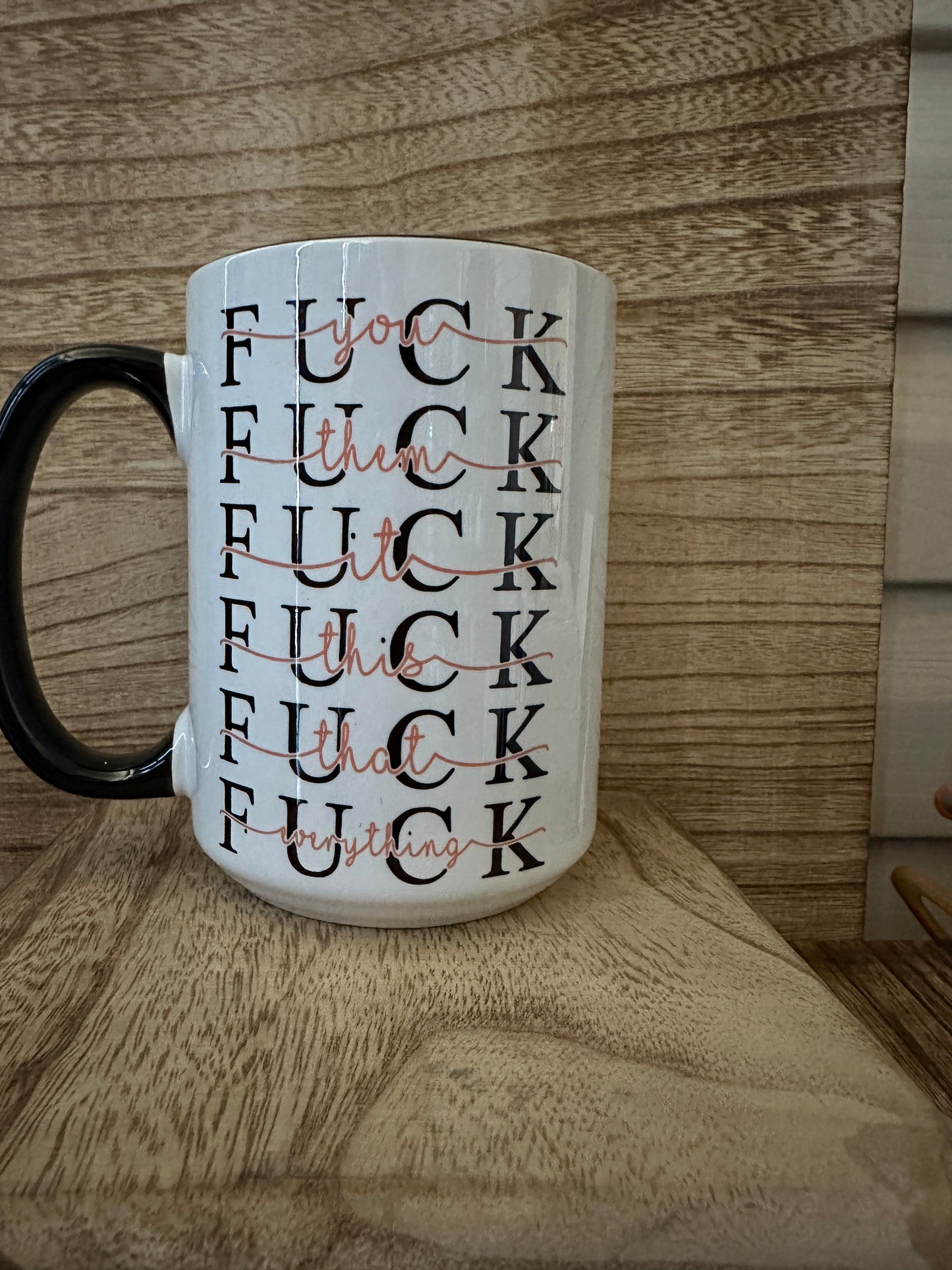 "Fuck" is the most versatile word (pink) 15oz Coffee Cup