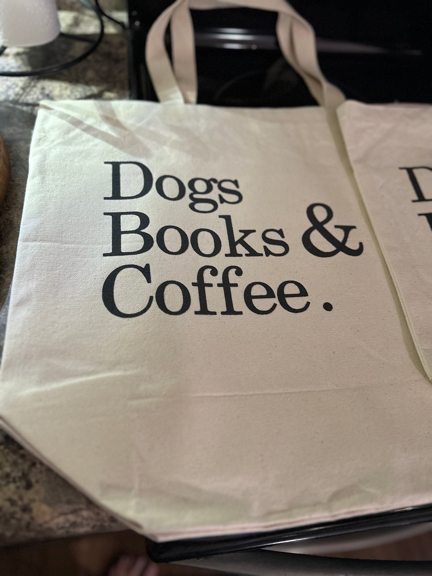 Dogs Books & Coffee Tote Bag