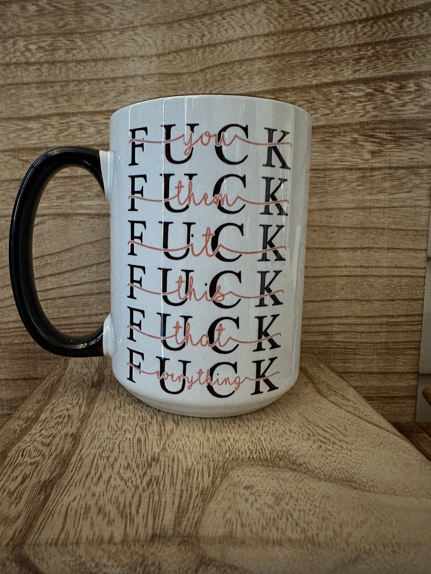 "Fuck" is the most versatile word (pink) 15oz Coffee Cup