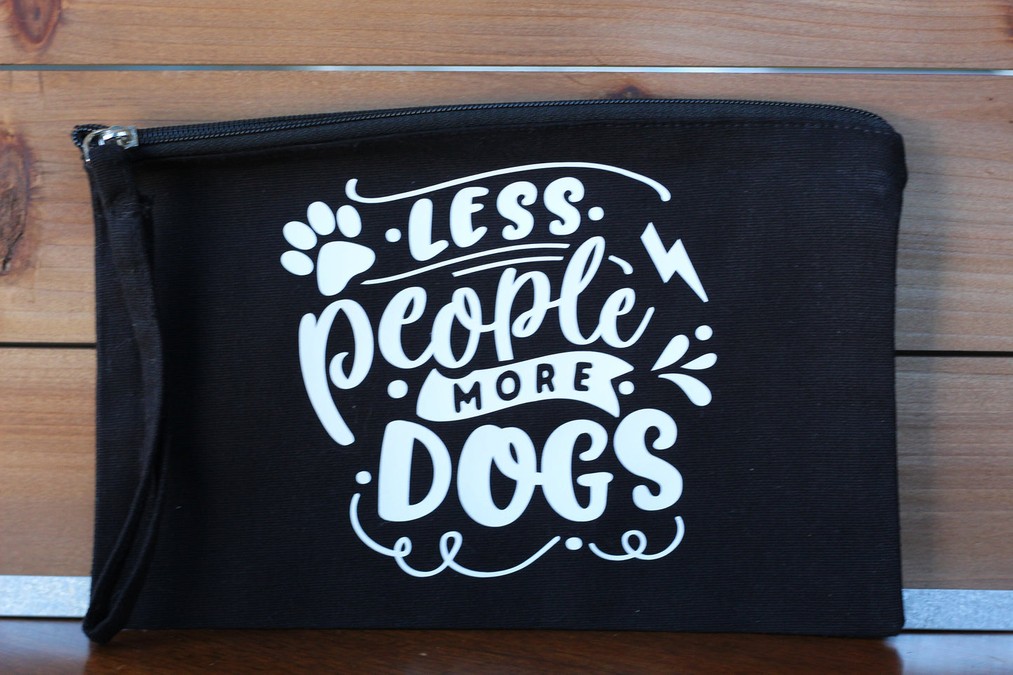 Less People More Dogs Cosmetic Bag with Wristlet handle