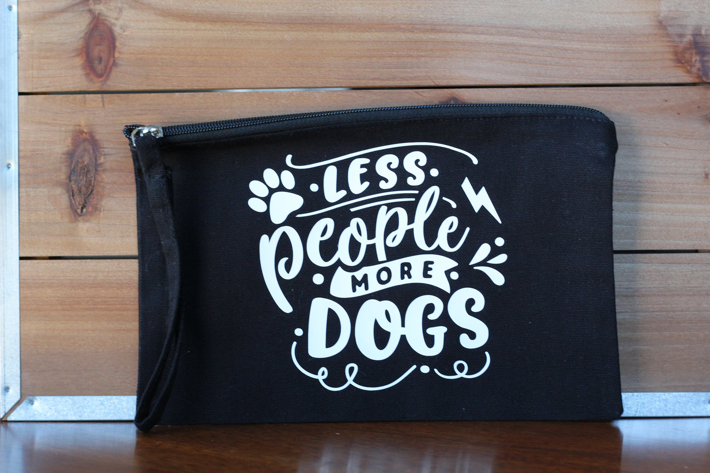 Less People More Dogs Cosmetic Bag with Wristlet handle